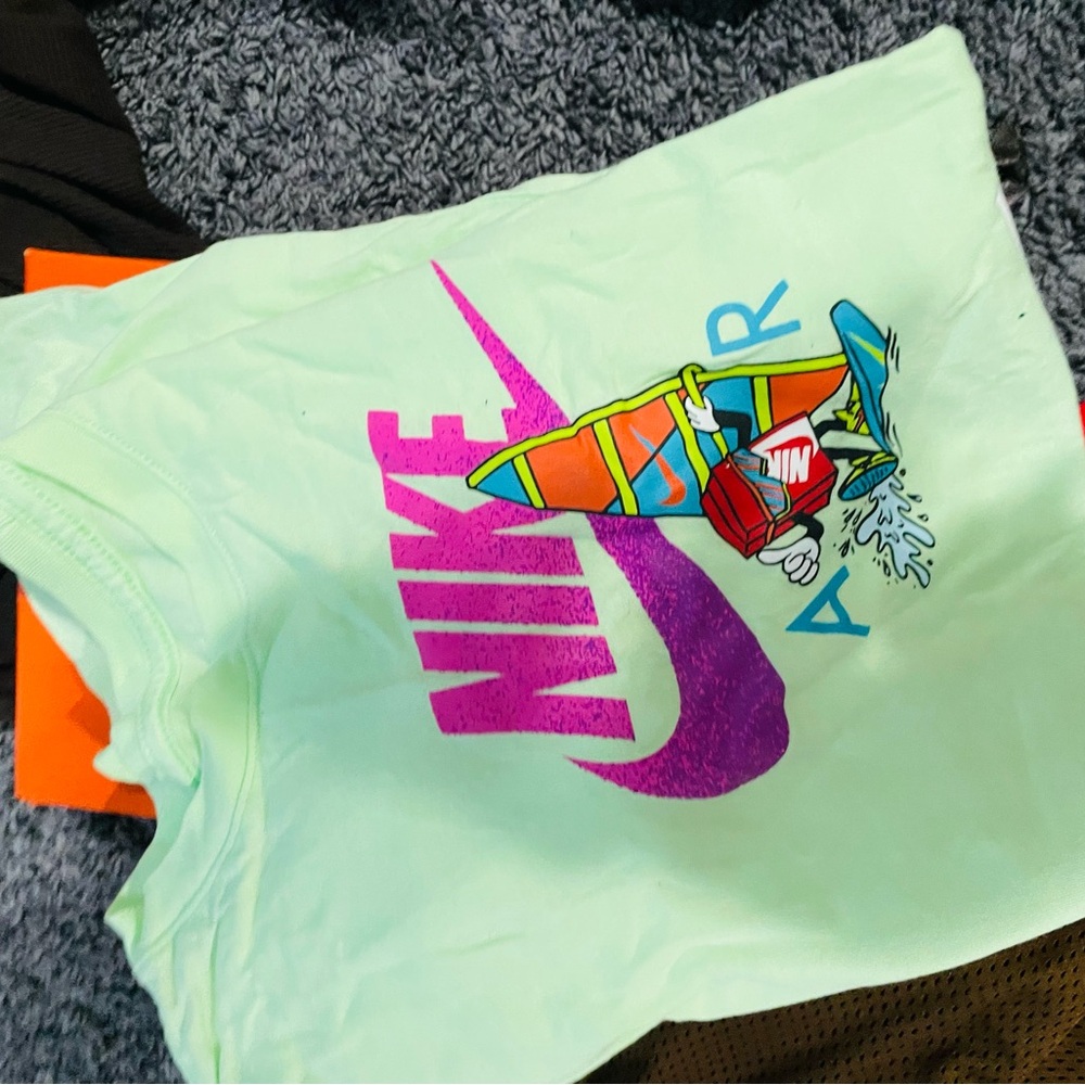 Nike Air Light Green Tee with Purple Logo